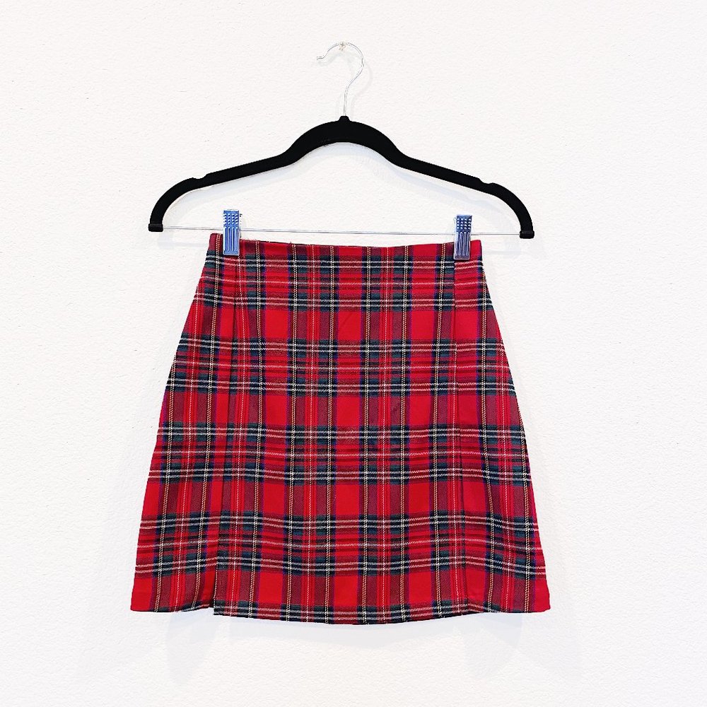 Brandy Melville Red Plaid Cara Skirt